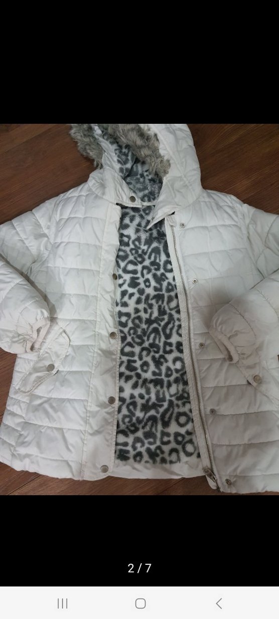 çıtçıtlı Beyaz Midi kız çocuk Kışlık Mont - Görsel 5