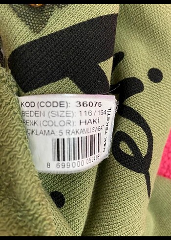 Kız Çocuk haki Uzun Kollu Payetli Sweatshirt - Görsel 6