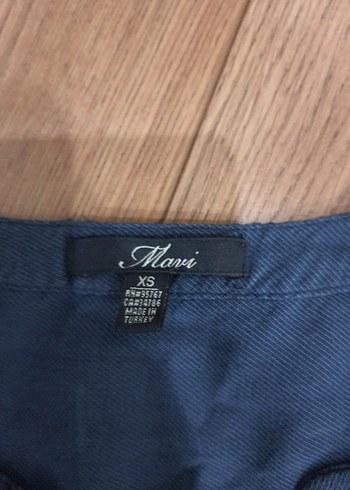 Lacivert V Yakalı Uzun Kollu Keten Gömlek - Görsel 3