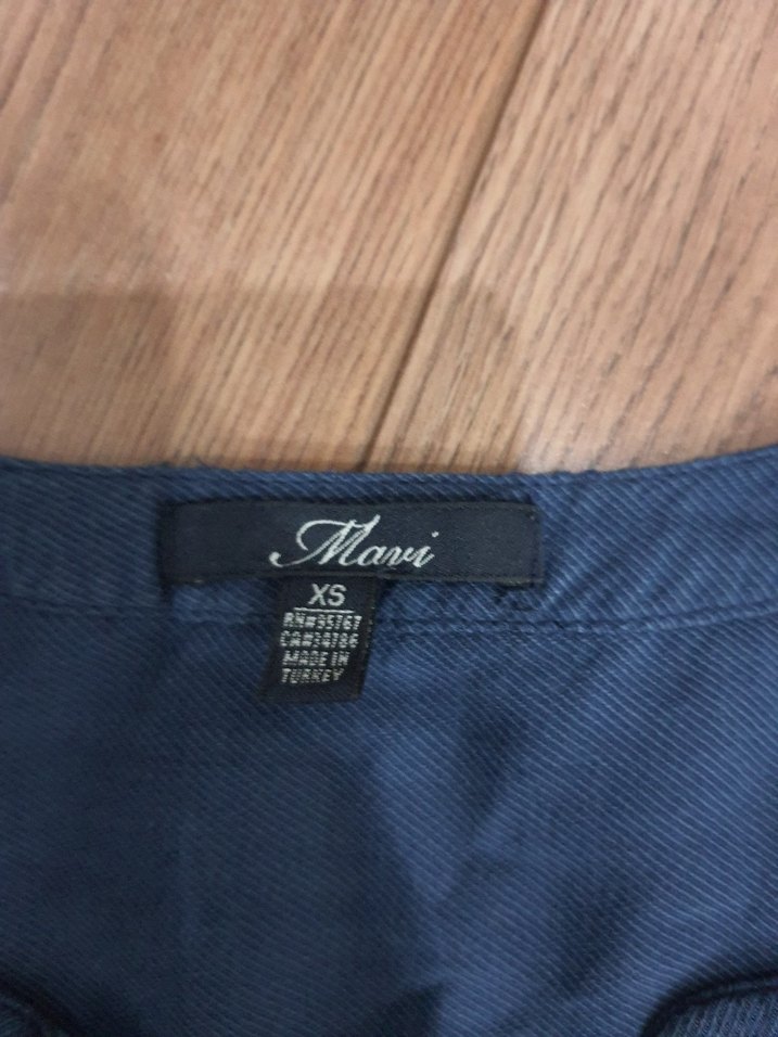 Lacivert V Yakalı Uzun Kollu Keten Gömlek - Görsel 3