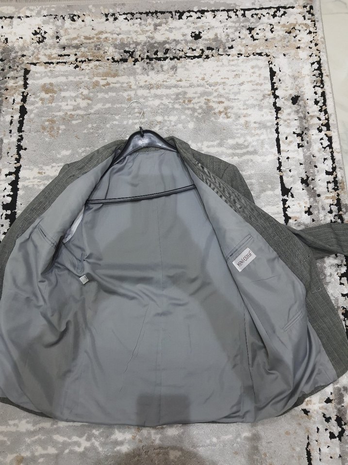 Gri Erkek Ofis Takımı, Normal Kesim, Düğmeli - Görsel 4