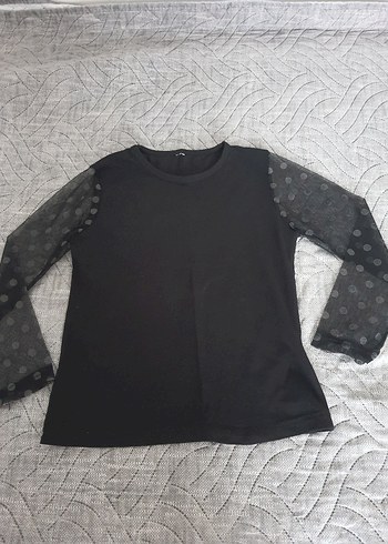 Zara Uzun Kollu Siyah Transparan Kollu Bluz