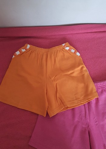 16-17 Yaş Beden pembe Renk Penye Pembe Kız Şort, Rahat Kesim