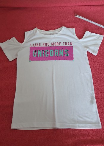 Pullu unicorn Kız Çocuk Pembe Tişört