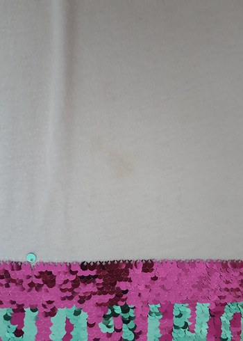 11-12 Yaş Beden Pullu unicorn Kız Çocuk Pembe Tişört