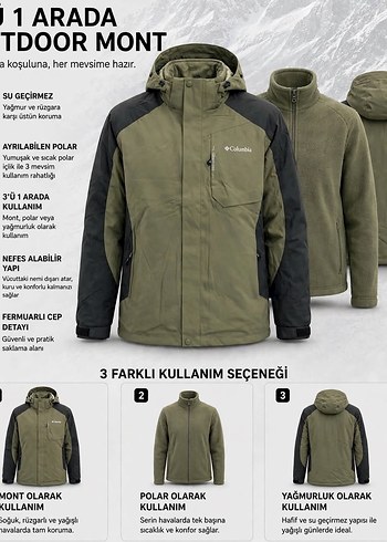 Columbia 3u 1 Arada Outdoor Mont Su Gecirmez