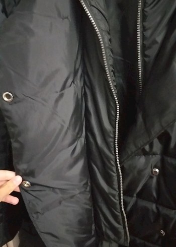 s Beden siyah Renk Siyah Kadın Midi Kışlık Fermuarlı Ceket