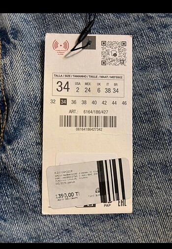 xs Beden Zara etiketli kot