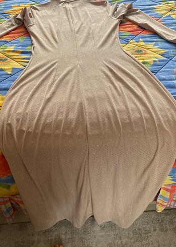 Suud Collection Bej Uzun Kollu Yüksek Yakalı Kadın Elbise