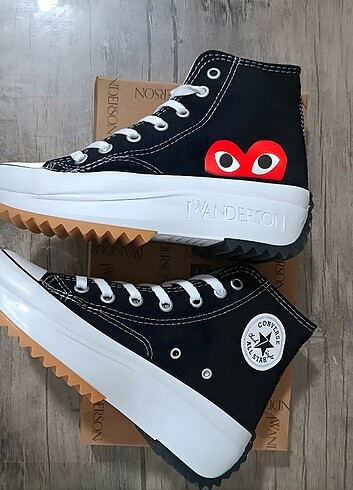 38 Beden 38 Numara siyah Converse kalpli Gözlü Converse Run star hike