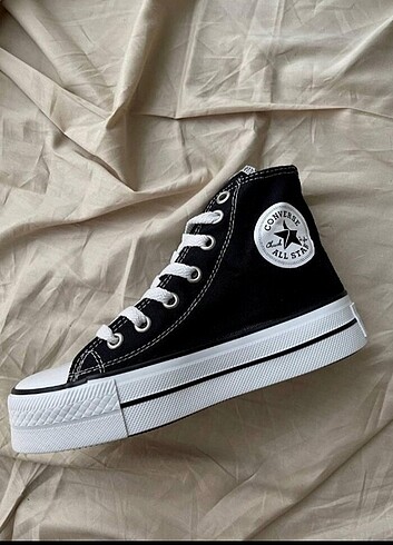 38 Beden 38 Numara Siyah Yüksek Taban Convers
