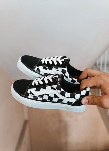 37 Numara siyah damalı Vans old school sıfır ürün 