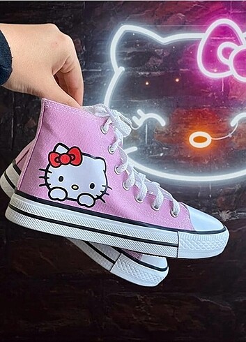 Diğer 38 Numara Pembe hello kitty baskılı Converse all star sıfır ürün