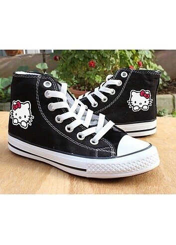 39 Numara siyah hello kitty baskılı Converse 