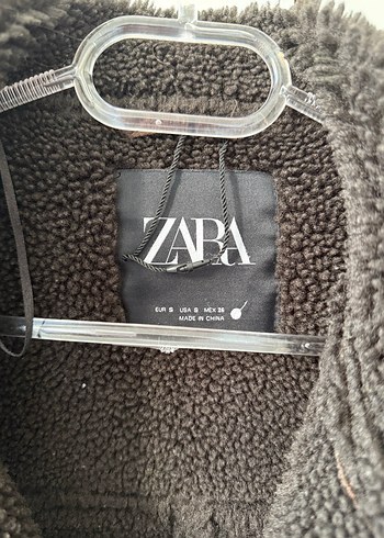 s Beden Zara Kahverengi Kürklü Deri Kadın Kışlık Mont ceket kürk peluş