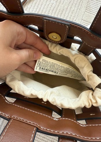 Zara Zara Kahverengi Kürk Örgü Desenli Bohem Kadın Çanta