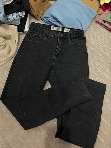 Siyah dar skinny pantolon jean