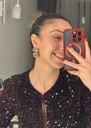 Parlak taşlı küpe - Görsel 2