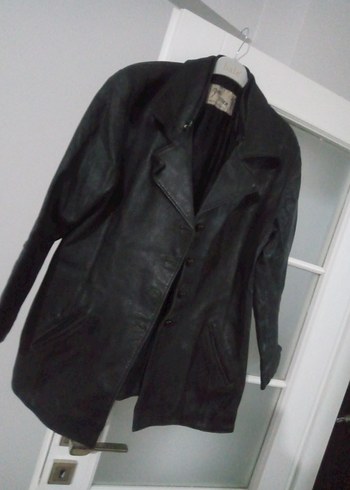 Düğmeli Siyah Deri Kadın Ceket - Görsel 2