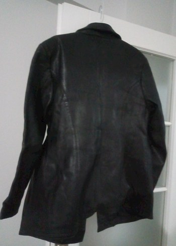 Düğmeli Siyah Deri Kadın Ceket - Görsel 6