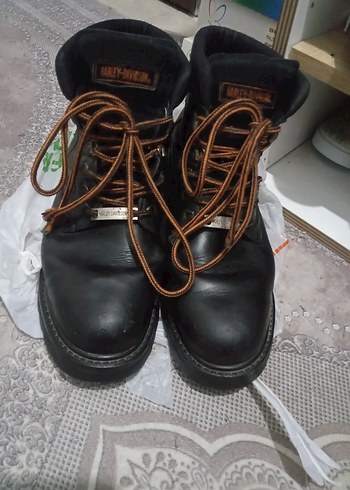 Harley Davidson Siyah Deri Biker Erkek Botları - Görsel 11