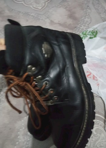 Harley Davidson Siyah Deri Biker Erkek Botları - Görsel 12