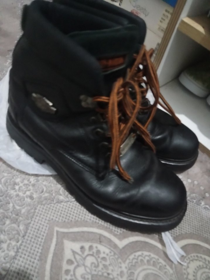 Harley Davidson Siyah Deri Biker Erkek Botları - Görsel 2