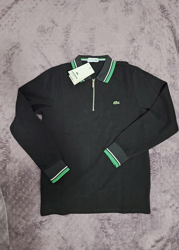 Siyah Uzun Kollu Fermuarlı Polo Tişört
