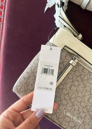 Beden Bej Deri Calvin Klein Kadın Çapraz Çanta
