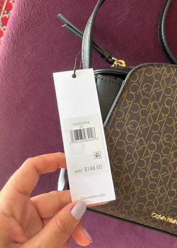 Beden Calvin Klein Kahverengi Deri Kadın Çapraz Çanta