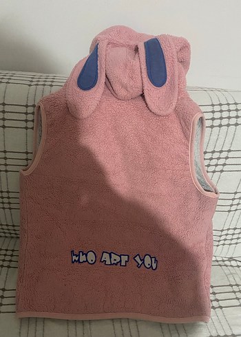 Kız Çocuk Pembe Örme Polar Yelek - Görsel 2