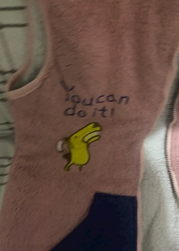 Kız Çocuk Pembe Örme Polar Yelek - Görsel 4