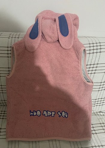 Kız Çocuk Pembe Örme Polar Yelek - Görsel 7