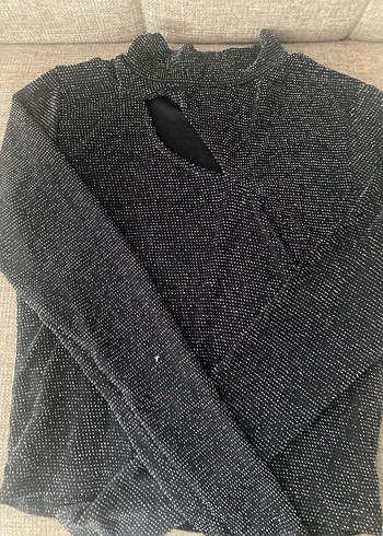 Gri Düğmeli Kadın elasten Kazak - Görsel 7