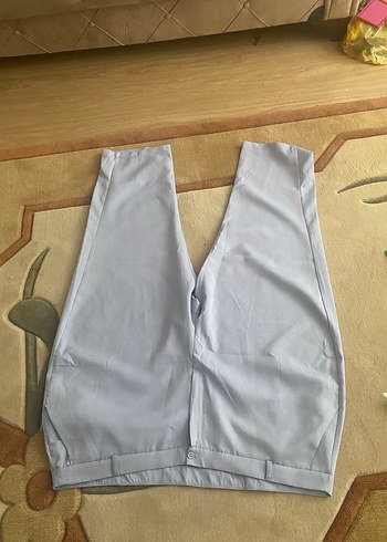 Açık mavi büyük beden Kadın Midi Kumaş Pantolon - Görsel 5