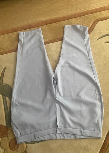 Açık mavi büyük beden Kadın Midi Kumaş Pantolon - Görsel 8