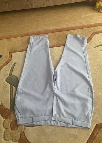 Açık mavi büyük beden Kadın Midi Kumaş Pantolon - Görsel 6