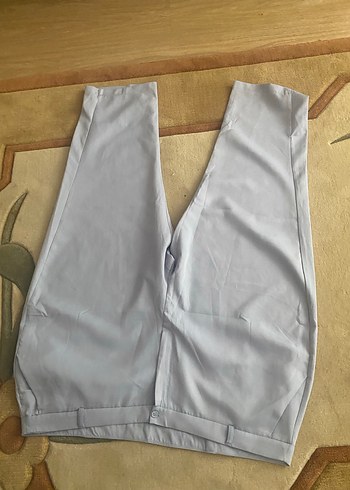 Açık mavi büyük beden Kadın Midi Kumaş Pantolon - Görsel 4