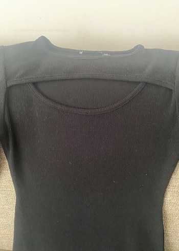 Siyah Yüksek Yakalı triko Elbise - Görsel 2