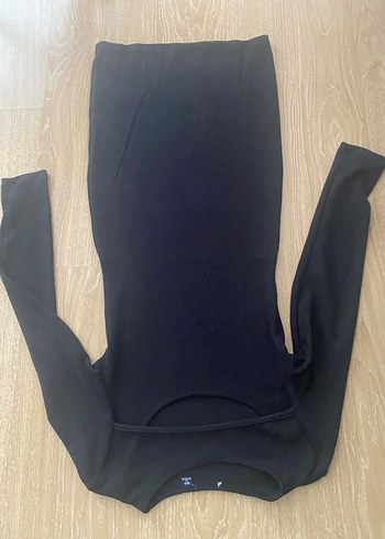 Siyah Yüksek Yakalı triko Elbise - Görsel 10