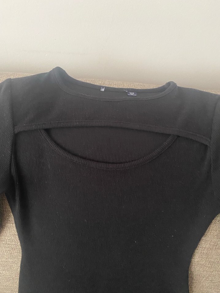 Siyah Yüksek Yakalı triko Elbise - Görsel 5