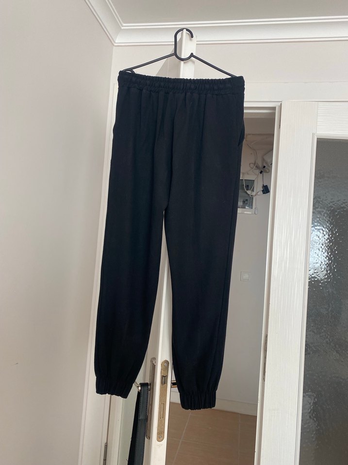 Kadın Siyah Kemerli Spor Pantolon - Görsel 5