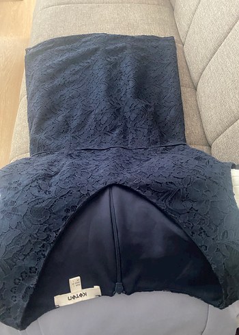 Lacivert Dantelli Midi Kadın Elbise - Görsel 2