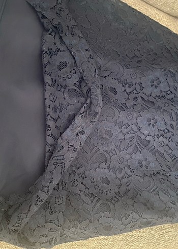 Lacivert Dantelli Midi Kadın Elbise - Görsel 6