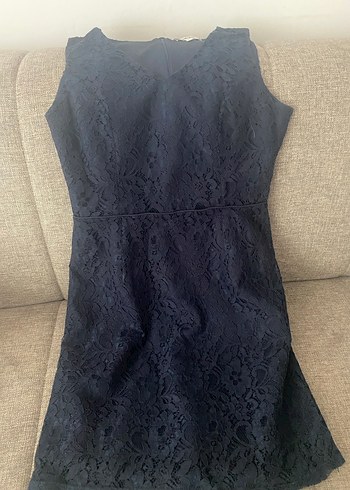 Lacivert Dantelli Midi Kadın Elbise - Görsel 8