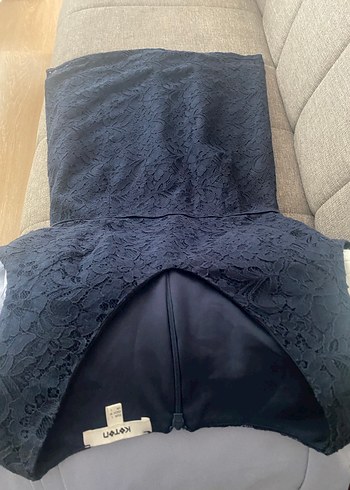 Lacivert Dantelli Midi Kadın Elbise - Görsel 9