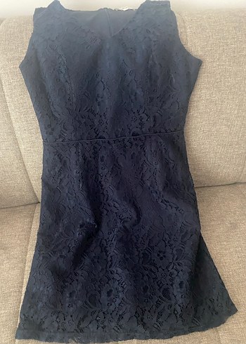 Lacivert Dantelli Midi Kadın Elbise - Görsel 7