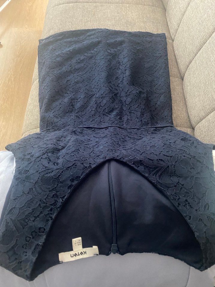 Lacivert Dantelli Midi Kadın Elbise - Görsel 4