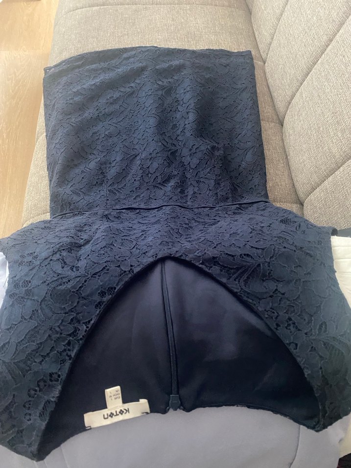 Lacivert Dantelli Midi Kadın Elbise - Görsel 2