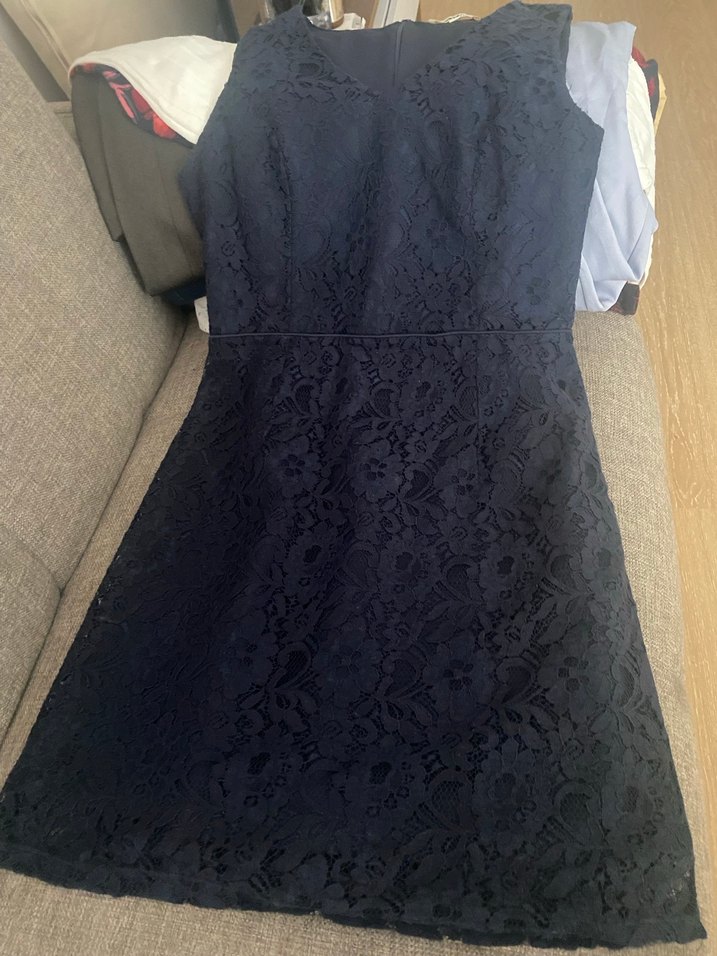 Lacivert Dantelli Midi Kadın Elbise - Görsel 3